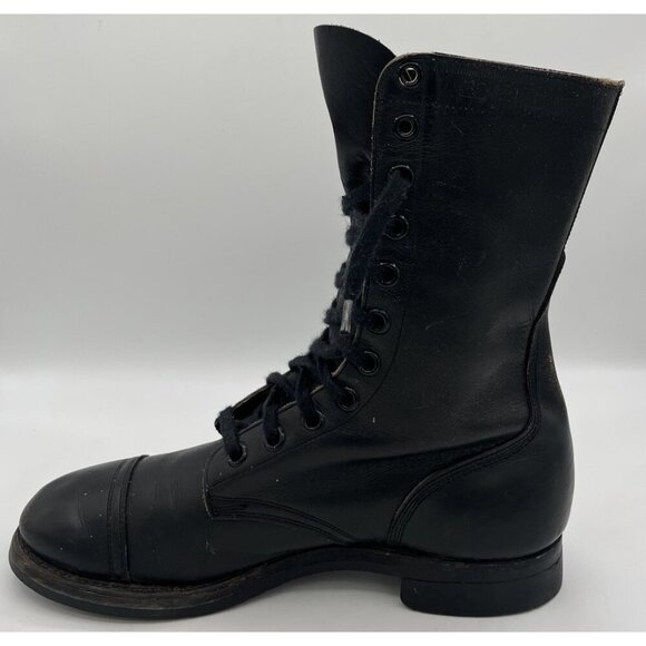 Vtg BFG BF Goodrich Military Combat Capped Toe Black Leather Jump Boot Size 10 main image 3